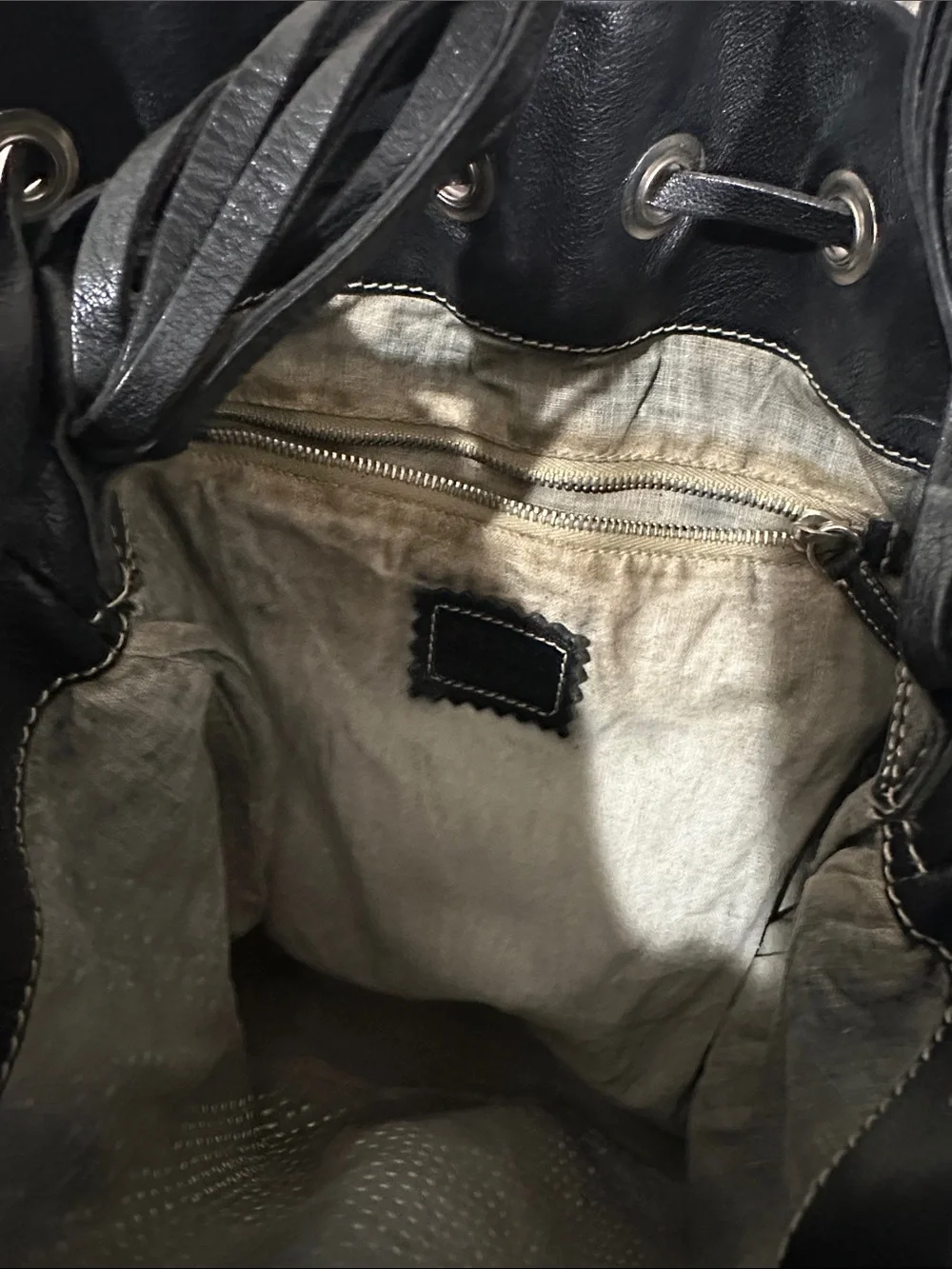 Prada vintage  Black Drawstring Shoulder Bag with Contrast Stitching